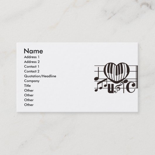 CARTE DE VISITE J'AIME LA MUSIQUE (Devant)