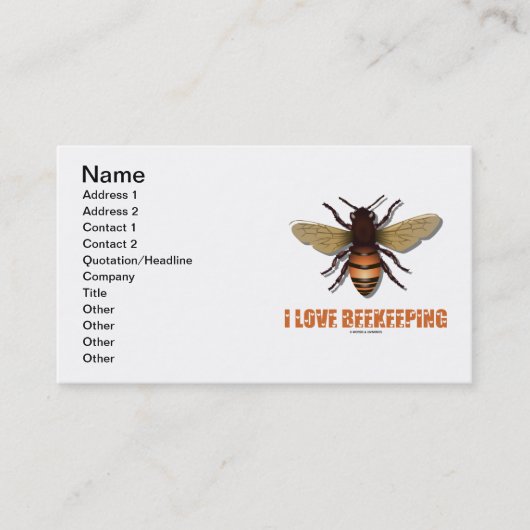 Carte De Visite J'aime l'apiculture (l'abeille) (Devant)
