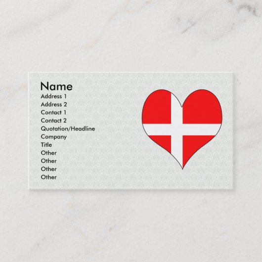 Carte De Visite J'aime le Danemark (Devant)