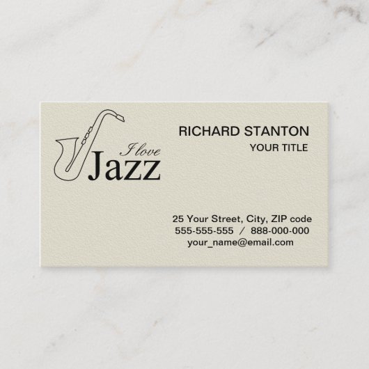 Carte De Visite J'aime le jazz (Devant)