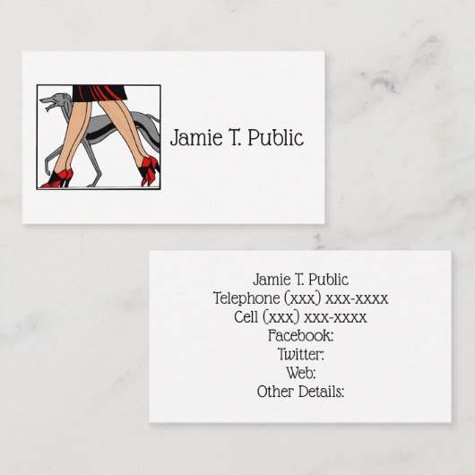 Carte De Visite Jambes Art déco femmes Greyhound Whippet Chien R (Devant / Derrière)