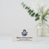 Carte De Visite Janitorial Service | Maid Cleaner Logo (Debout devant)