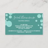 Carte De Visite Janitorial turquoise de la servante de nettoyage d (Dos)