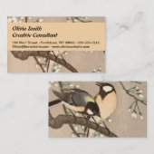 Carte De Visite Japonais Asiatique Koson Bird Chickadee Songbird (Devant / Derrière)