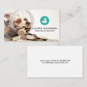 Carte De Visite Jar des pièces | Icône Sac Argent (Devant / Derrière)