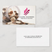 Carte De Visite Jar des pièces | Logo Croissance du graphique fina (Devant / Derrière)