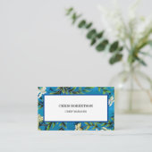 Carte De Visite Jardin à fleurs bleu (Debout devant)