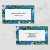 Carte De Visite Jardin à fleurs bleu (Devant / Derrière)