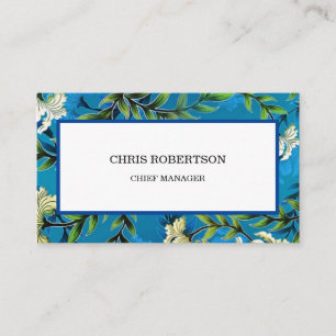Carte De Visite Jardin à fleurs bleu