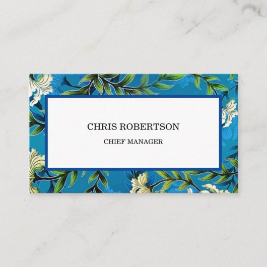 Carte De Visite Jardin à fleurs bleu (Devant)