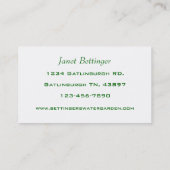 Carte De Visite Jardin aquatique (Dos)