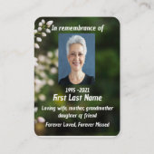 Carte De Visite Jardin aux fleurs blanches de la prière commémorat (Dos)