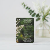 Carte De Visite Jardin aux fleurs blanches de la prière commémorat (Debout devant)