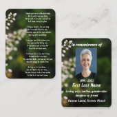 Carte De Visite Jardin aux fleurs blanches de la prière commémorat (Devant / Derrière)
