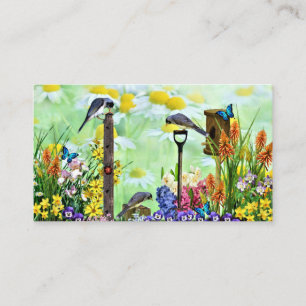 Carte De Visite Jardin aux fleurs de Birdhouse