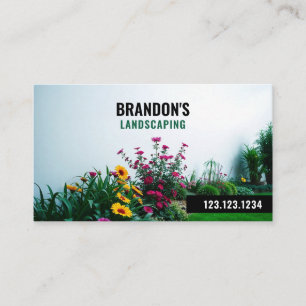 Carte De Visite Jardin aux fleurs vertes élégant Paysage