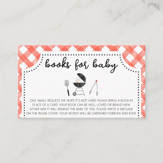 Carte De Visite Jardin BBQ Baby showers Livres pour bébé (Devant)