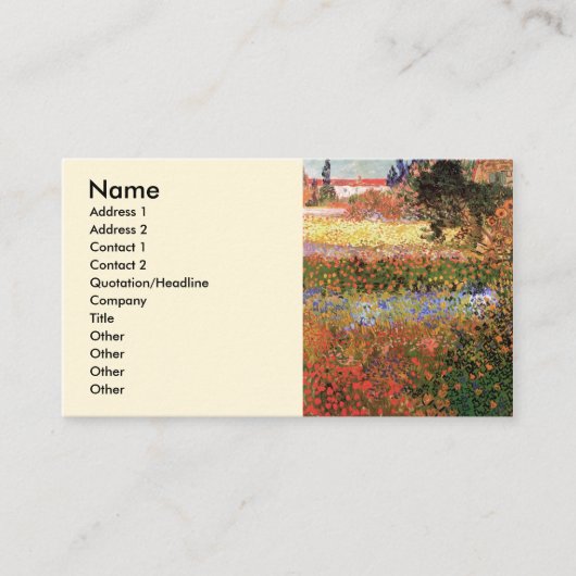 Carte De Visite Jardin de fleurs par Vincent van Gogh (Devant)