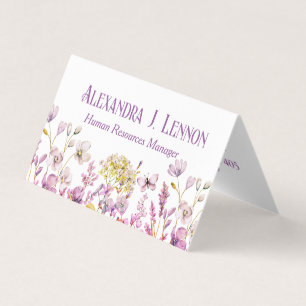 Carte De Visite Jardin de fleurs sauvages lavande, jaune et blanc