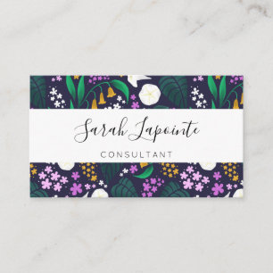 Carte De Visite Jardin de la Lune de nuit Floral Motif botanique