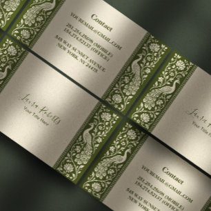 Carte De Visite Jardin de paon en ivoire olive