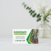 Carte De Visite Jardin d'entretien de la pelouse d'excavation vert (Debout devant)