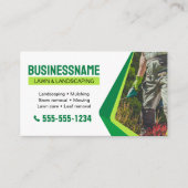 Carte De Visite Jardin d'entretien de la pelouse d'excavation vert (Devant)