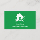Carte De Visite Jardin d'entretien de pelouse vert blanc tondeuse (Devant)