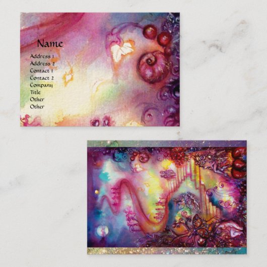 Carte De Visite JARDIN DES OMBRES PERDUES ESCALIERS MYSTIQUES rose (Devant / Derrière)