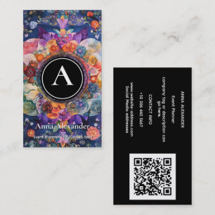 Carte De Visite Jardin en mouvement Conception de mandala floral