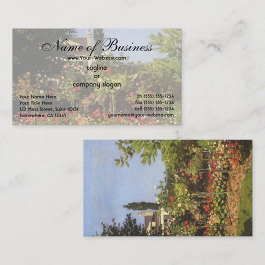 Carte De Visite Jardin fleuri à Sainte-Adresse par Claude Monet (Devant / Derrière)