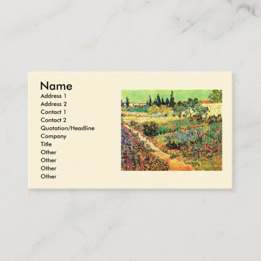Carte De Visite Jardin fleuri avec sentier par Vincent van Gogh (Devant)