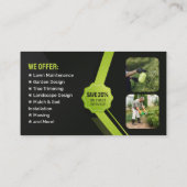 Carte De Visite Jardin noir et vert Aménagement de la pelouse (Dos)