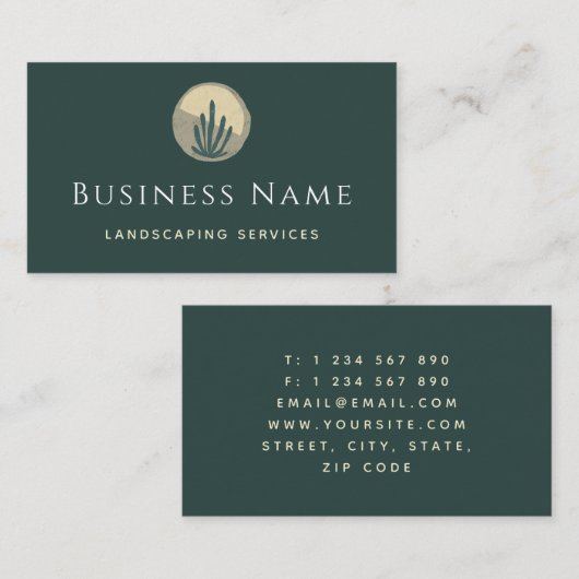 Carte De Visite Jardin Plante moderne Boho vert Paysage verdure (Devant / Derrière)
