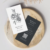 Carte De Visite Jardin secret | Code QR vertical floral
