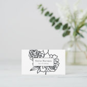Carte De Visite Jardin secret | Floral noir et blanc (Debout devant)