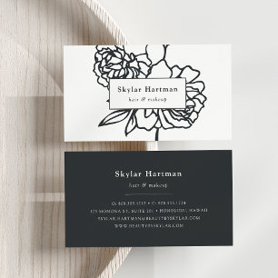 Carte De Visite Jardin secret   Floral noir et blanc