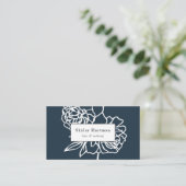 Carte De Visite Jardin secret | Marine et Flore blanche (Debout devant)