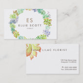 Carte De Visite Jardin Succulent | Gras (Devant / Derrière)