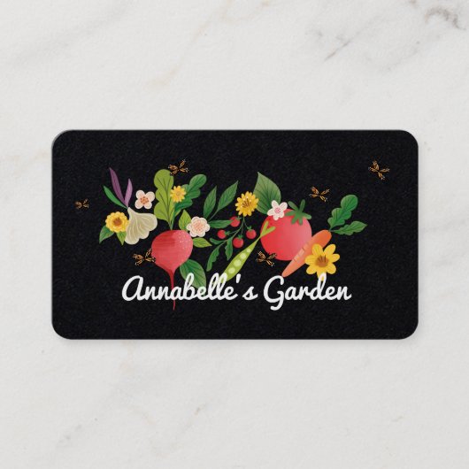 Carte De Visite Jardin végétal Medley & Papillons Rustique Noir (Devant)