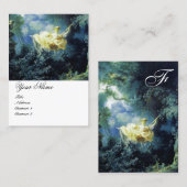 Carte De Visite Jardin Vert Bleu Rococo Lady sur la neige (Devant / Derrière)