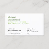 Carte De Visite Jardin vert Jardin Jardin Jardin Paysage Services (Dos)