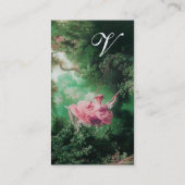 Carte De Visite Jardin vert, Rococo rose Lady sur le Monogramme à (Dos)