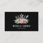 Carte De Visite Jardinage Couronne Boho Chic Aquarelle Outils Fleu (Devant)