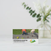 Carte De Visite Jardinage de pelouse | Logo de paysage (Debout devant)
