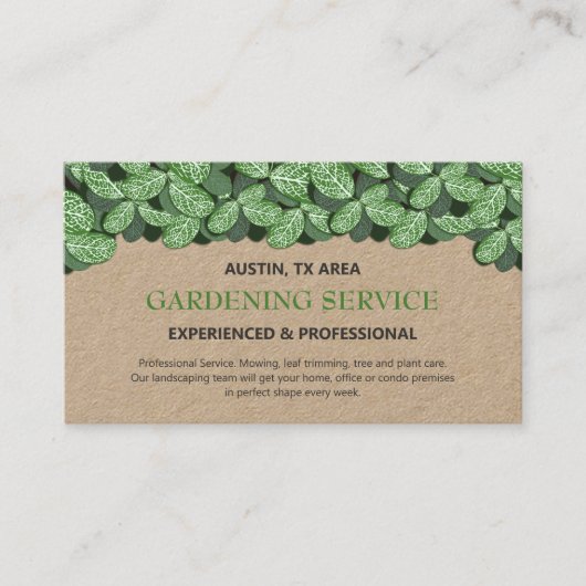 Carte De Visite Jardinage professionnel et moderne / Artisanat pay (Devant)