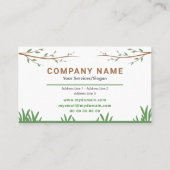 Carte de visite jardiner avec branche & pelouse (Devant)