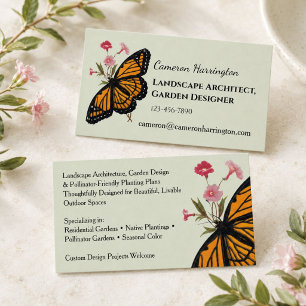 Carte De Visite Jardinier Papillon Monarque Paysagiste Sage