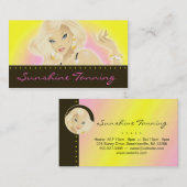 Carte De Visite Jaune assez blond de femme de salon de bronzage (Devant / Derrière)