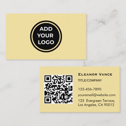 Carte de visite Jaune Beurre Ajouter un logo avec (Devant / Derrière)
